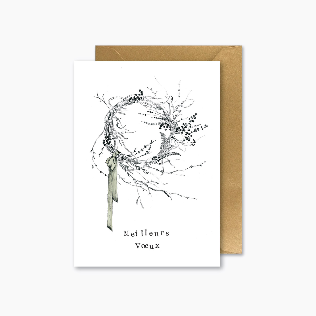 Cartes De Vœux Argenté Sapins Neige - Lot De 5 Cartes + Enveloppes, Fabriqué En France, Format 13,5x8,5 Cm